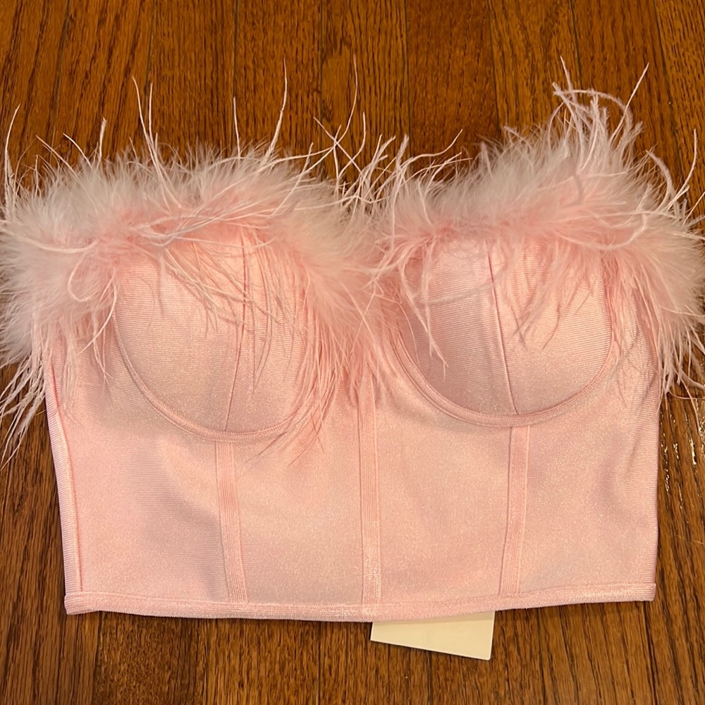 Superdown feather corset top